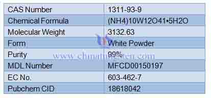 Ammonium Tungstate Pentahydrate Specification